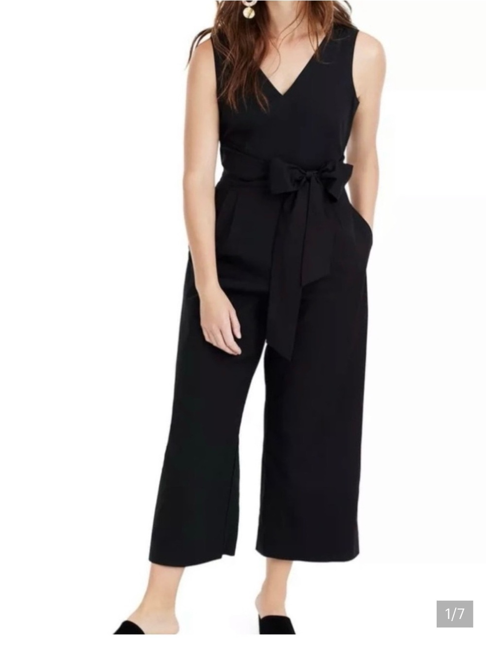 NWT J Crew poplin black wide leg jumpsuit size 2